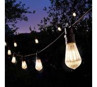 Garden Mile Garden String Lights Mains Powered - Connectable 9.5m Outdoor Indoor Weatherproof Festoon Lights with 10 Warm White LED Bulbs for Balcony, Patio, Wedding Decor