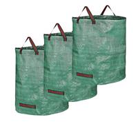 Garden Mile Garden-Waste Bags 3 Pc Green Waste Bags 272L - Garden Refuse Bags - Heavy Duty With Handles - Large Refuse Sacks Reusable for Waste, Grass and Leaves