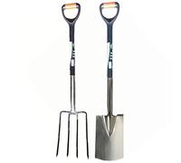 Garden Mile® Gardening Digging Tool Set Stainless Steel Polished Garden Tools Rust Resistant Plastic Coated D Handle