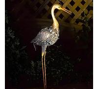 Garden Mile Giant Heron Ornament Solar Light - 71cm Metal LED Bird Statue with Colour Changing Lights - Durable Bird Deterrent & Outdoor Lighting for Garden Decor & Gardening Gifts
