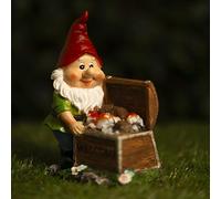 Garden Mile Gnomes Garden Ornaments Treasure Chest Outdoor Statues Decorations for Garden Solar Lights up Garden Ornaments with LED Lights for Outdoor Patio Lighting