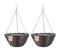 Garden Mile Hanging Flower Basket Outdoor with Chains | Decorative Garden Planter for Porch, Wall, or Fence | Large Decorative Hanging Planter Basket with Realistic Faux Flower | (2pcs, 14inch/30cm)