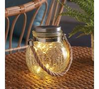 Garden Mile® LED Rattan Solar Garden Lantern - Outdoor Lighting & Tabletop Decor - Crackle Glass