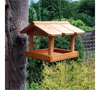 Garden Mile Hanging Wooden Bird Feeder Table with Seed Compartment - Deluxe Bird Feeding Station and Free Standing Suet Cake Fat Balls for Yard, Patio, or Garden