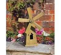 Garden Mile® Heavy Duty Freestanding Rustic Wooden Garden Windmill With Moving Parts Garden Ornaments (Medium)
