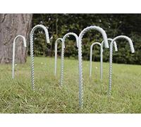 Garden Mile Heavy Duty J Shaped Giant Ground Stakes - Large and Ultra-Strong Galvanised Steel Anchorage Stakes Tent Pegs Garden Outdoor Hooked for Marquees, Gazebos, Polytunnel, Greenhouses (8pc)