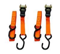 Garden Mile Heavy Duty Ratchet Straps with Double J-Hooks - 2 Pack 1 Inch x 15 ft Adjustable Tie Down Straps for Motorcycle, Car, Van, Trailer, Roof Rack & Cargo Securing (Orange)