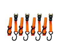 Garden Mile Heavy Duty Ratchet Straps with Double J-Hooks - 4 Pack 1 Inch x 15 ft Tie Down Straps for Motorcycle, Car, Van, Trailer, Roof Rack, Luggage & Cargo Transport (Orange)