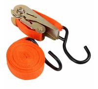 Garden Mile Heavy Duty Ratchet Tie Down Straps 15ft - Adjustable Lashing Straps with S Hooks, 200kg Load Capacity for Car, Van, Caravan & Roof Rack Cargo