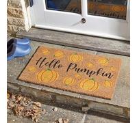 Garden Mile Hello Pumpkin autumn door mat outdoor 40x60cm - Durable Natural Coco Coir Outdoor Rug with Slip Resistant PVC Backing Halloween Pumpkin Outside Door Mats For Front Door, Entrance Door Mat