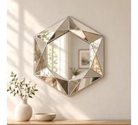 garden mile Marco Paul Jewel Cut Silver Bathroom Wall Mirror Venetian Hanging Mirrors for Walls Bevelled Wall Mounted Mirror Wall Decor for Hallways Stairs Bedroom Decor Living Rooms Home Decoration