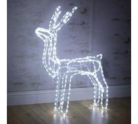 Garden Mile® Large 100cm Standing Reindeer Static Rope Light Silhouette Pre-Lit With Cool White LED Lights Waterproof Indoor Or Outdoor Christmas Decoration Fairy Lights 100cm