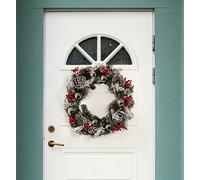 Artificial Luxury Christmas Wreath Hanging Door Decoration with silver baubles & bows Marco Paul Green One Size