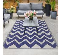 Garden Mile Large Al Fresco Outdoor Rug Portable Anti-Slip UV-Resistant Weatherproof Indoor Outdoor Area Rugs for Garden, Patio, Deck, Picnic, Beach 180cm x 120cm (Blue Zig Zag - 120x180cm)