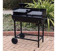 Garden Mile Large BBQ Charcoal Stainless Steel BBQ Grill Half Barrel Open Drum Portable - barbecue Charcoal Grill with Wooden Handle for Home Bar Garden Party