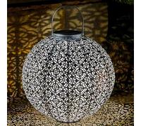 Garden Mile Large Bronze Effect Solar Lantern - 24cm Metal Waterproof Warm White LED Hanging Lantern Outdoor Lighting - Garden Ornament for Patio Decorations & Outdoor Solar Lights (Turkish)