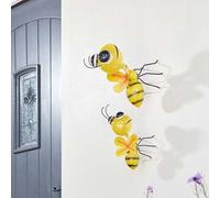 Garden Mile Hanging Garden Metal Bee and Ant Ornament Wall Clinger, Metal Garden Hanger, Decoration Insect Sculpture Bug Fence Crawler, Decking and Patio Vertical Wall Sculptures (Large Bee)