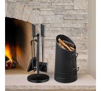 Garden Mile® Modern Style Fireside Companion Set And Coal Scuttle Fireplace Coal Fire Wood Burner Accessories, Coal Bucket Wood Log Holder Coal Scuttle Kindling Bucket Metal