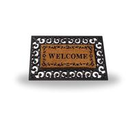 Garden Mile Large Coir Door Mats 23 x 53cm, Non-Slip PVC Backing, Indoor/Outdoor Weather resistant Premium Heavy Duty eco- friendly Thick Coir door mat Dirt trapping entrance door mat (Welcome)