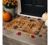 Garden Mile Large Coir Door Mats 60x40cm, Non-Slip PVC Backing, Indoor/Outdoor Weather resistant Premium Heavy Duty eco- friendly Thick door mat (Cosy Up Autumn (60X40cm))