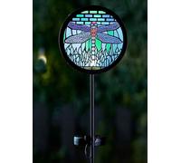 Garden Mile Large Dragonfly Solar Stake Light - 89cm Decorative LED Light with Stained Glass Effect & Auto On/Off - Waterproof Solar Pathway Light for Garden, Patio, Lawn & Flowerbeds
