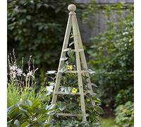 Garden Mile® Large Garden Obelisk Outdoor Arch Heavy Duty Strong Wooden Plant Cage For Roses Climbing Plants Support Structure Garden Decoration Ornamental (Woodland Obelisk 1.9m - Sage)