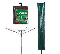 Garden Mile Large Green Washing Line Cover - Heavy Duty Rotary Washing Line - Waterproof Polyethylene Protective Cover for Clothes Airer & Parasol - Universal Fit with Zip & Tie Cord - UV Treated