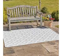 Garden Mile Large Grey 150cm x 210cm Outdoor Mats For Garden Geometric Print, Water Resistant Foldable Outdoors Rug Non-Slip Rug Outdoor Carpet For Patio Deck Poolside Indoor Carpet