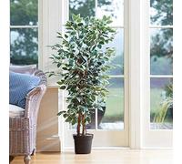Garden Mile Large Indoor House Plant 130cm Fake Weeping Fig Tree Realistic Faux Plant in Pot Home Office Artificial Tree with Pot 4ft Indoor Potted Plants