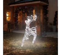 Garden Mile Large Pre-Lit Christmas Reindeer Rope Light Decoration Mains Powered Cool White LED Stag Light Up Display for Indoor & Outdoor Xmas Décor