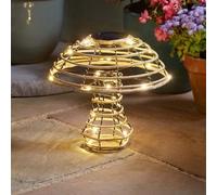 Garden Mile Large Rattan LED Solar Light - 22cm Mushroom Warm White LED Light Decoration - Freestanding Garden Ornaments - Solar Powered Outdoor Lighting for Patio, Tables & Gardens
