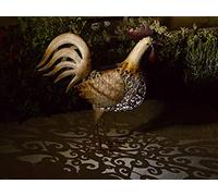 Garden mile® Solar Powered Light Up Cockerel Copper Bronze Effect Metal Silhouette Garden Animal Sculptures Colour Changing Lights LED Lights Stunning Versatile Garden Ornaments Decoration