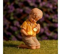 Garden Mile Large Solar Garden Ornament - Boy with Duck Outdoor Statue, Hand-Painted Resin Figurine with Solar Powered LED Lights, Weatherproof Garden Decoration, Unique Gift for Garden Lovers