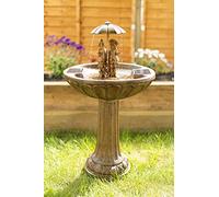 Garden Mile® Solar Powered Bird Bath Table Water Feature Fountain for Garden | Freestanding 2 Tier Cascade Patio Lawn Centrepiece Garden Water Fountain Outdoor Fountain (Singing in The Rain)