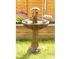Garden Mile® Large Solar Water Feature - 2 Tier Cascade Fountain Freestanding Bird Bath Table - Weatherproof Solar Water Fountain for Garden Centrepiece, Patio, Lawn Decorations, & Gardening Gifts