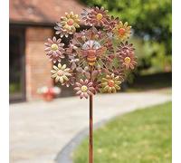 Garden Mile Large Solar Wind Spinner - 130cm Metal Freestanding Solar Stake Light With Colour Changing LED Light - Wind Turbine For Outdoor Lights, Garden Ornaments Outdoor, Pathway Lighting & Decor