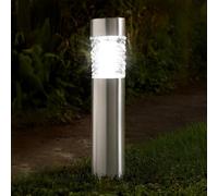 Garden Mile Large Wave Bollard Solar Lights Outdoor Garden Lighting Stainless Steel Solar Stake Lights for Driveway Pathway Lighting Ideal for Flowerbeds Borders Patio Lawn