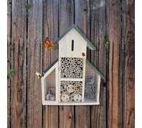 Garden Mile Insect Hotel Natural Wood Insect House Garden Shelter Nesting Habitat For Bees Butterflies Ladybugs Bug Insect Eco Friendly Outdoor (Large House with Green Roof)