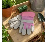 Garden Mile Leather Gardening Gloves Pink - Thorn Resistant Heavy Duty Rigger Gloves with Breathable Non Slip Grip for Gardening, DIY & Outdoor Work