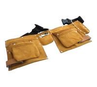 Garden Mile Leather Tool Belt Pouch - Heavy Duty Suede Multi Pocket Tool Holder with Adjustable Belt, Hammer Loops & Tape Measure Holder for DIY & Trades
