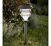 Garden Mile LED Solar Power Pathway Lights for Garden - Outdoor Waterproof Lighting Solar Stake Lights Ideal for Patio, Path, Lawn, Decor - Automatically Illuminates at Dusk - Crackle Glass (1pc)