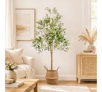 Garden Mile Luxury 6ft Artificial Olive Tree with Woven Basket 1.8m Large Faux Olive Tree Indoor Realistic Fake Olive Plant with Lifelike Leaves & Olives Adjustable Branches Decorative Artificial Tree