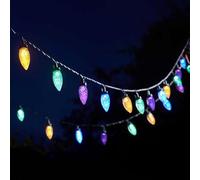 Garden Mile Main Powered Led Hanging Solar Lights Outdoor Garden 30 Bulbs 14ft Festoon Fairy Lights Garden Lights Solar Powered Waterproof Christmas Decoration Light for Party Gazebo Fence Pergola