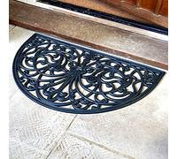 Marco Paul Half Moon Rubber Door Mat, Wrought Iron Effect, Non Slip Heavy Duty Welcome Entrance Mat, Durable Front Heavy Duty Doormat, Dirt Trapper Rubber Door Mat Outdoor and Indoor