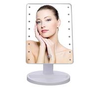 Gadgetzone® White Table Top Hollywood Style Vanity Mirror Shaving Mirror, Light Up Mirror Illuminated Dressing Table Mirror LED Cosmetic Battery Operated. (White Mirror)
