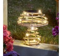 Garden Mile Medium Rattan LED Solar Light - 14cm Mushroom Warm White LED Light Decoration - Freestanding Garden Ornaments - Solar Powered Outdoor Lighting for Patio, Tables & Gardens