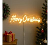 Garden Mile Merry Christmas Neon LED Sign Light - Warm White Xmas Rope Light Decoration, USB Powered with 3 Brightness Modes - Indoor Festive Wall & Home Decor for Fireplace, Windows & Living Room