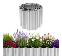Garden Mile Metal Garden Border Edging Roll 5m x 16.5cm Heavy Duty Galvanised Steel Lawn Edging, Flexible Crimped Garden Border, Rust Resistant Landscape Edging for Flower Beds, Paths & Lawns