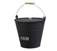 Garden Mile® Modern Grey Ash Fireside Kindling Bucket with Lid - Vintage Style Wood Log Holder Companion Set - Fireplace Wood Burner Coal Storage Portable Metal Bucket for Fireplace Accessories