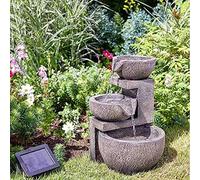 Garden Mile Modern Rock Fall Water Fountain - Solar Powered Resin and Stone Water Feature - Garden Ornaments Outdoor Decorative Centrepiece for Decking, Pond, Patio and Lawn Decor (Genoa Cascade)